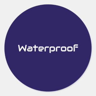 Water Proof Blue White Splash Free Package Text Classic Round Sticker