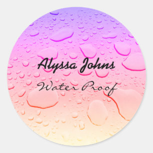 Water Proof Splash Free Rose Gold Pink Custom Name Classic Round Sticker