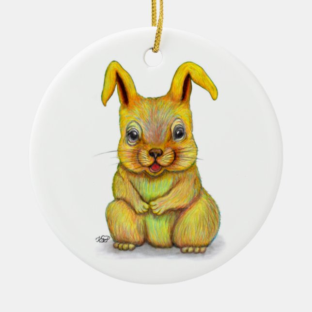 Water Rabbit Ceramic Tree Decoration (Front)