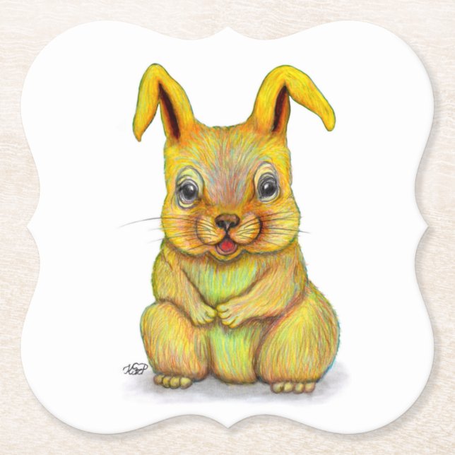 Water Rabbit Paper Coaster (Front)