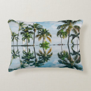 WATER REFLECTION OF COCONUT PALM TREES DECORATIVE CUSHION