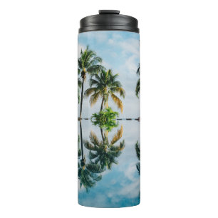 WATER REFLECTION OF COCONUT PALM TREES THERMAL TUMBLER