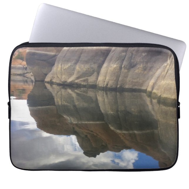 Water Reflection Photo Watson Lake Striped Rocks Laptop Sleeve (Front)