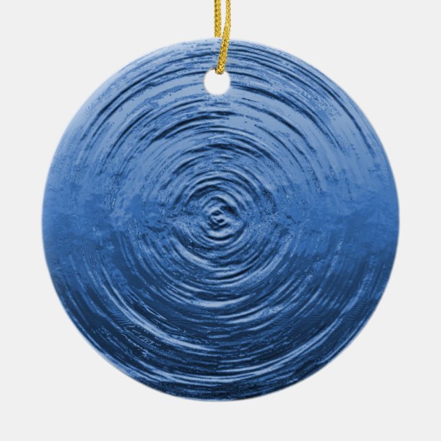 Water Ripple Blue Ceramic Tree Decoration (Front)