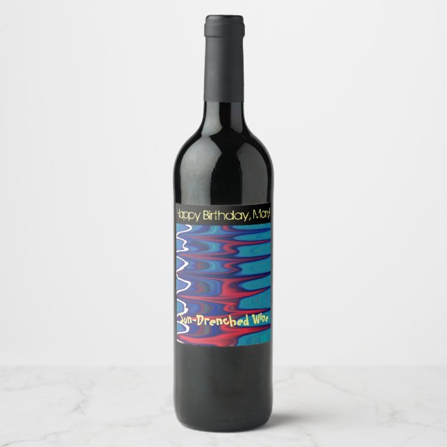 Water Ripple Flowing Abstract Movement  Wine Label (Front)