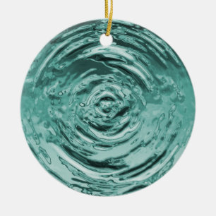 Water Ripple Teal Ceramic Tree Decoration