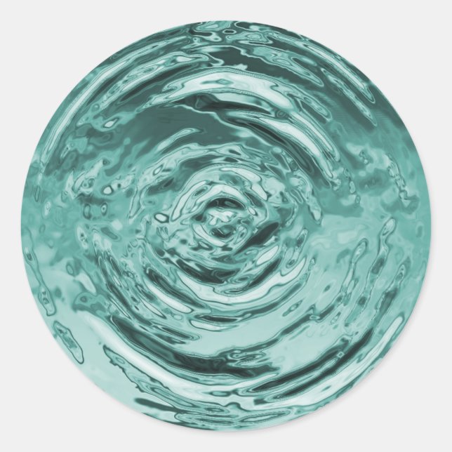 Water Ripple Teal Classic Round Sticker (Front)
