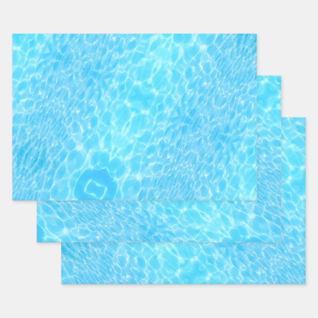 Water ripples water texture cool modern chic blue wrapping paper sheet (Set)