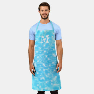 Water ripples water texture cool monogram initial apron