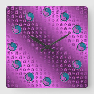 Water Rooster Square Wall Clock