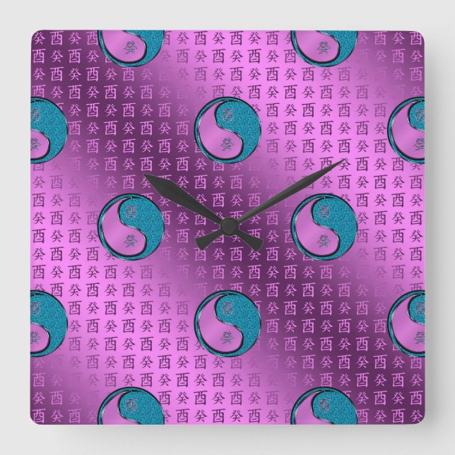 Water Rooster Square Wall Clock (Front)