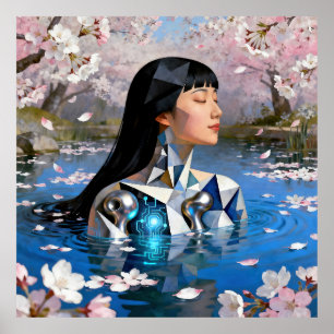 "Water’s Digital Dream" – A Digital Portrait Poster