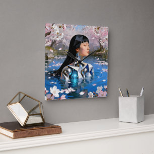 "Water’s Digital Dream" – A Digital Portrait       Square Wall Clock