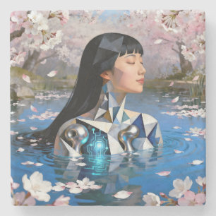 "Water’s Digital Dream" – A Digital Portrait       Stone Coaster