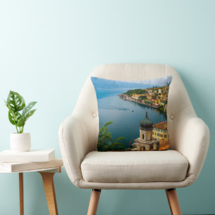 Water San Benedetto Church Lake Garda, Italy Cushion