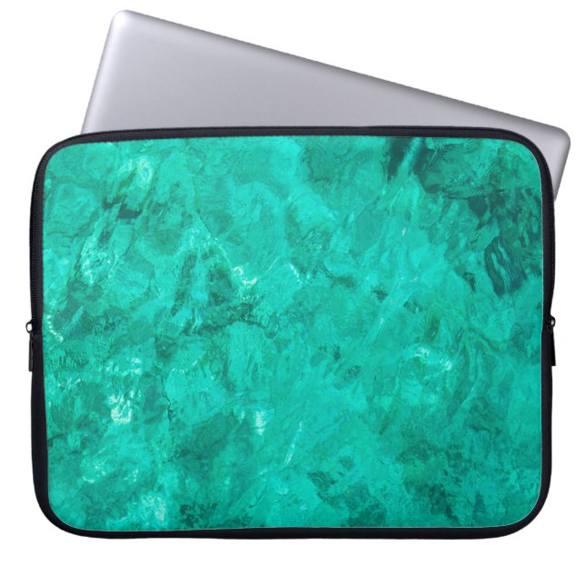 Water sea blue wave turquoise liquid background laptop sleeve (Front)