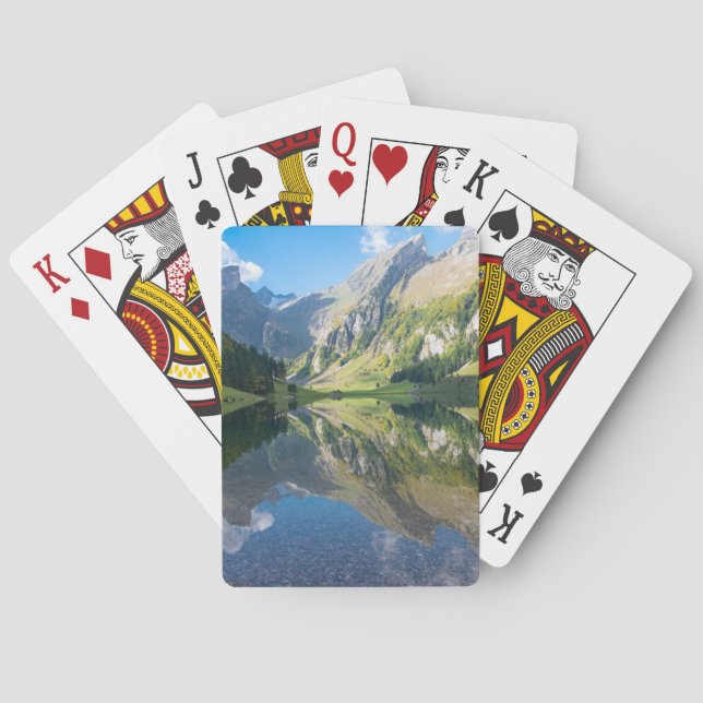 Water | Seealpsee Lake  Swiss Alps Switzerland Playing Cards (Back)