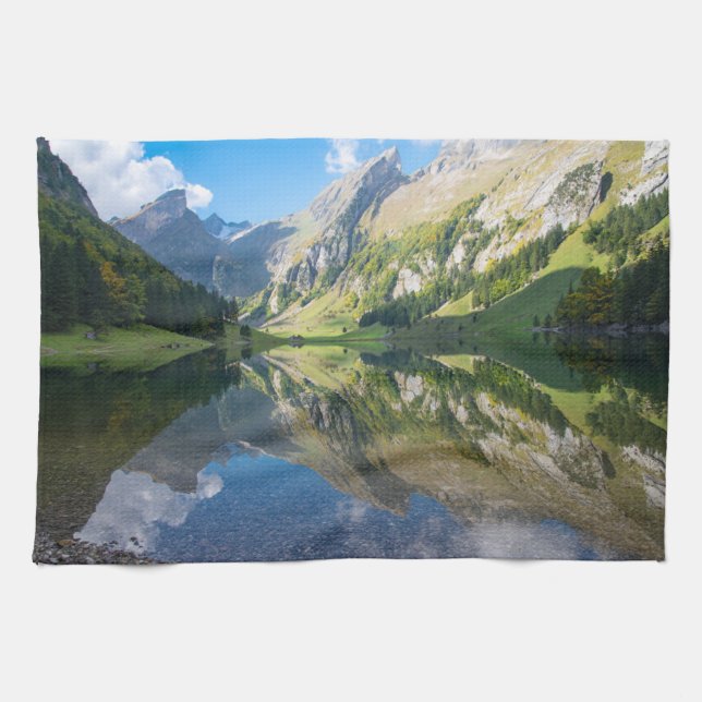 Water | Seealpsee Lake  Swiss Alps Switzerland Tea Towel (Horizontal)