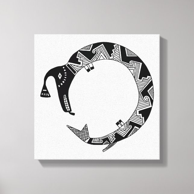 Water Serpent, Mimbres Pottery Design Canvas Print (Front)