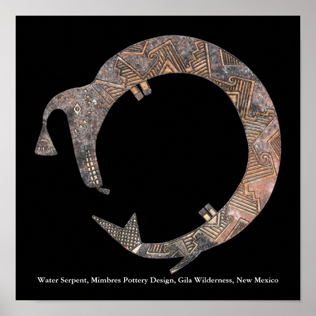 Water Serpent, Mimbres Pottery Design Poster (Front)