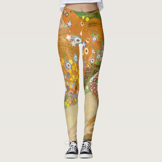 Water Serpents II by Gustav Klimt, Art Nouveau Leggings (Front)