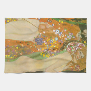 Water Serpents II by Gustav Klimt, Art Nouveau Tea Towel