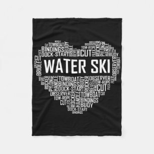 Water Ski Heart Lover Gift Waterski Love Gifts Ski Fleece Blanket