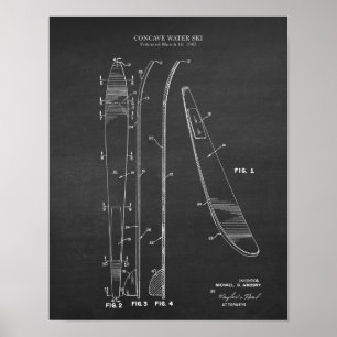 Water Ski Patent #5 Boating Decor Gift for Him