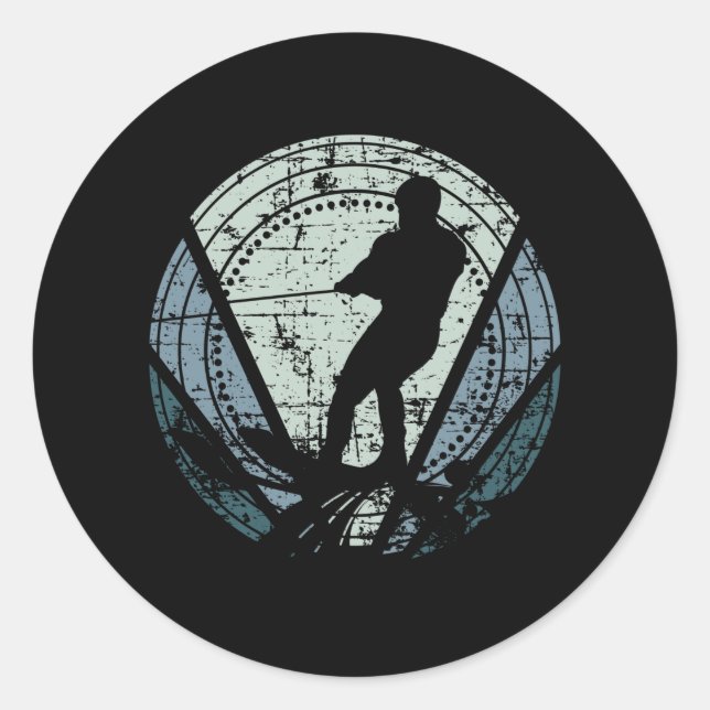 Water Ski Retro Classic Round Sticker (Front)