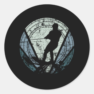 Water Ski Retro Classic Round Sticker