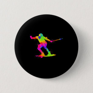 Water ski water skiing 6 cm round badge