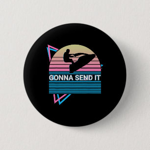 Water Ski Water Skiing Retro Gonna Send It 6 Cm Round Badge