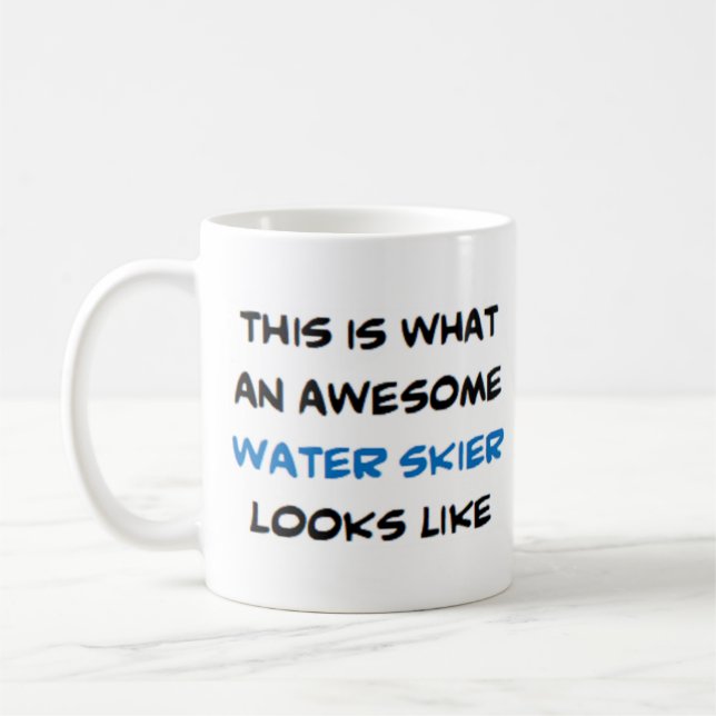 water skier, awesome coffee mug (Left)