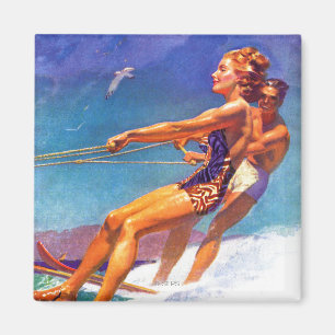 Water Skier by McClelland Barclay Magnet