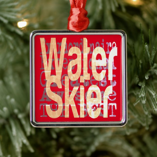 Water Skier Extraordinaire Metal Tree Decoration (Tree)