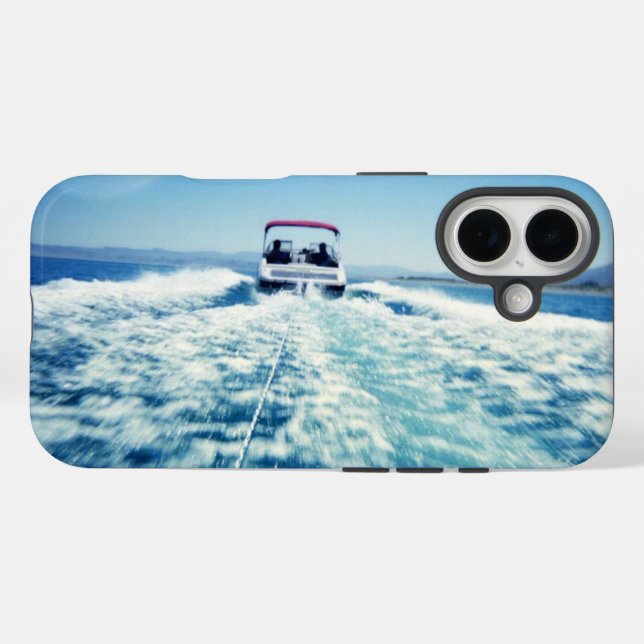 Water Skiing Behind Speed Boat Landscape Photo Case-Mate iPhone Case (Back (Horizontal))