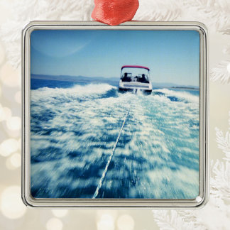 Water Skiing Behind Speed Boat Photo Metal Tree Decoration