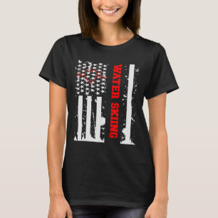 Water Skiing Graphic With Vintage Usa Flag For Wom T-Shirt