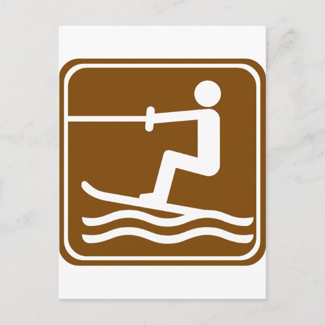 Water Skiing Highway Sign Postcard (Front)