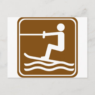 Water Skiing Highway Sign Postcard