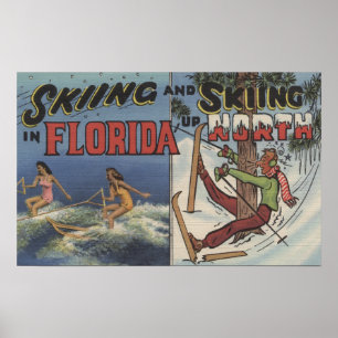 Water Skiing in Florida vs. Snow Skiing up North Poster