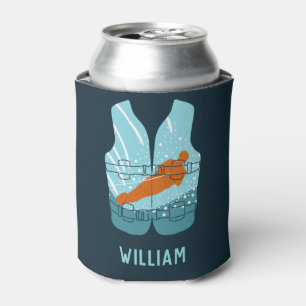 Water Skiing Life Jacket Graphic Personalised Can Cooler