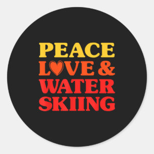 Water skiing love water skiing for women and men classic round sticker