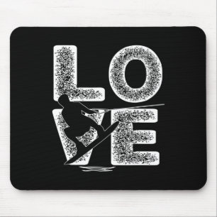 Water Skiing Love Word Theme Graphic Design Skiers Mouse Mat