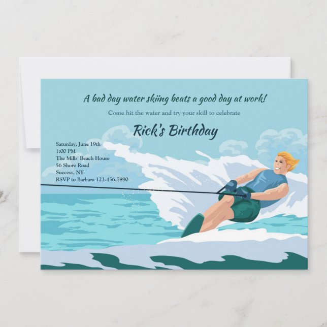 Water Skiing Male Invitation (Front)