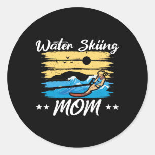 Water Skiing Mom Waterskiing Water Skiing Mothers  Classic Round Sticker