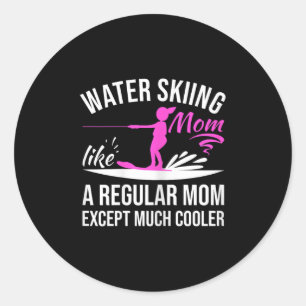 Water Skiing Mum Like A Regular Mum - Vintage Wate Classic Round Sticker