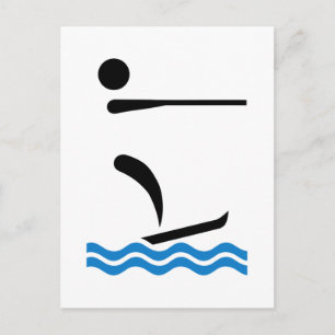 Water skiing postcard