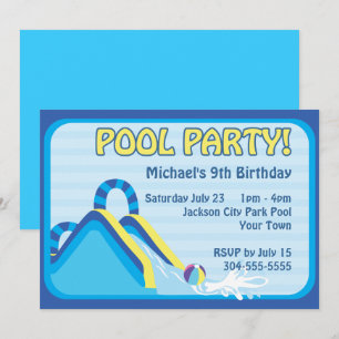 Water Slide Birthday Invitation
