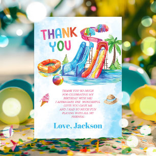 Water Slide Birthday Party Thank You Card